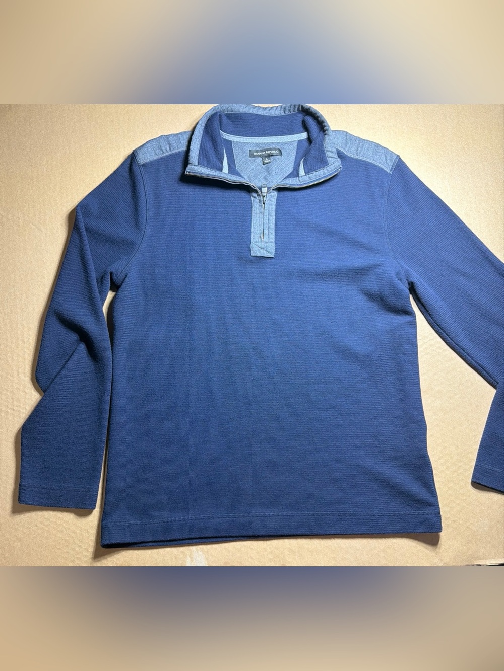 Banana Republic Quarter Zip Pullover L Men’s Long Sleeve blue/grey